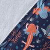 Axolotl Blue Pattern Print Blanket-grizzshop