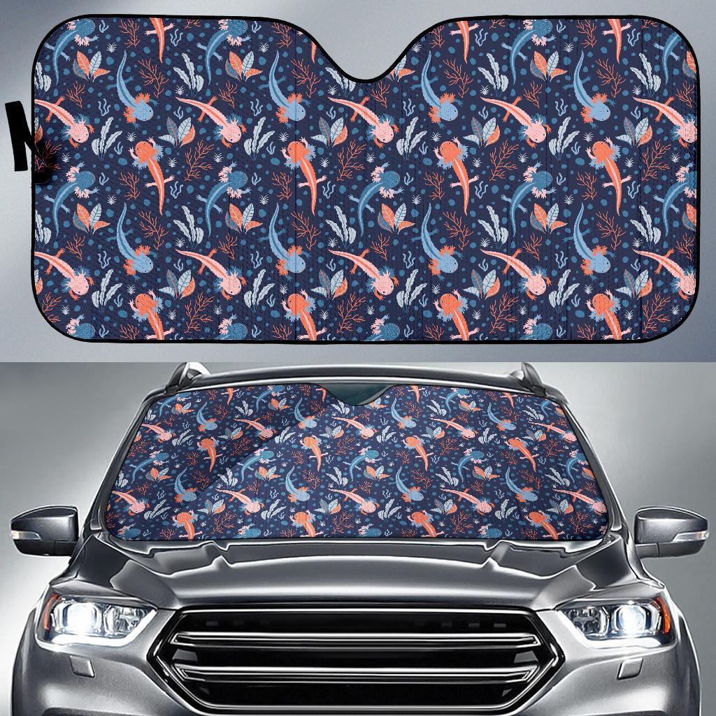 Axolotl Blue Pattern Print Car Sun Shade-grizzshop