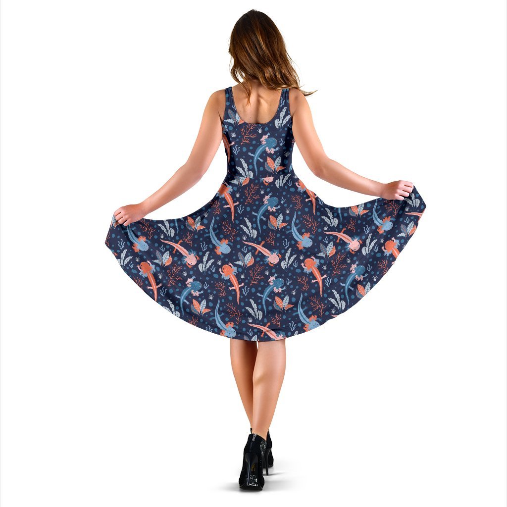 Axolotl Blue Pattern Print Dress-grizzshop