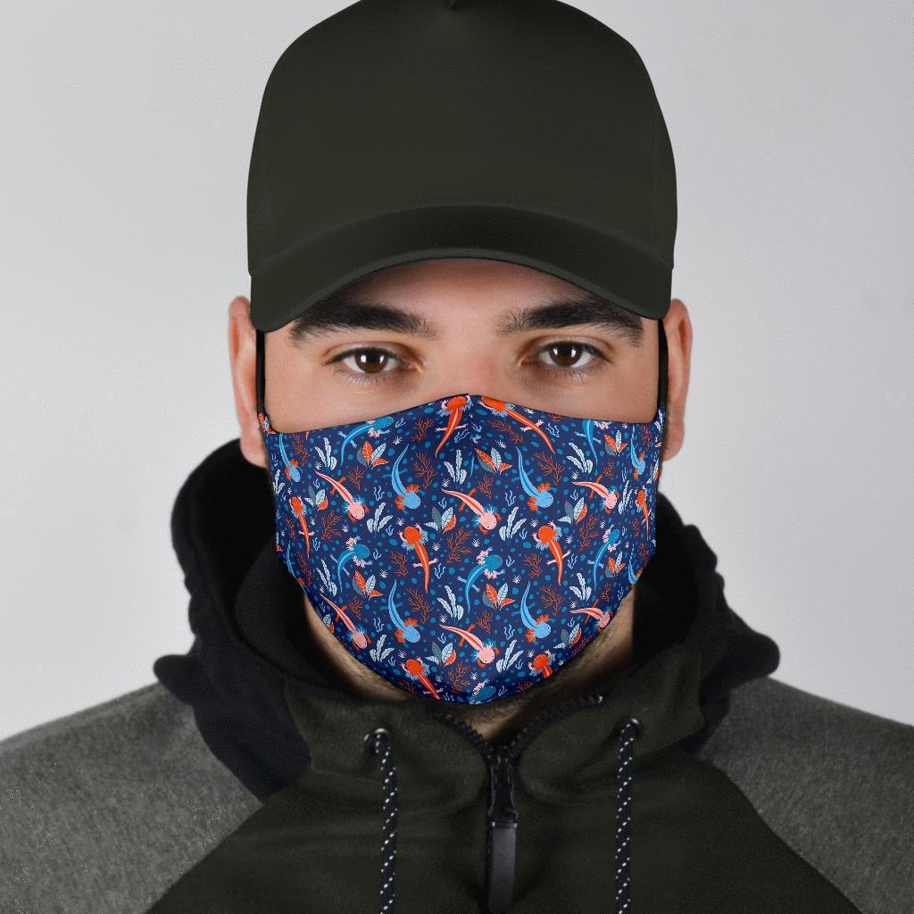 Axolotl Blue Pattern Print Face Mask-grizzshop