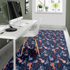 Axolotl Blue Pattern Print Floor Mat-grizzshop