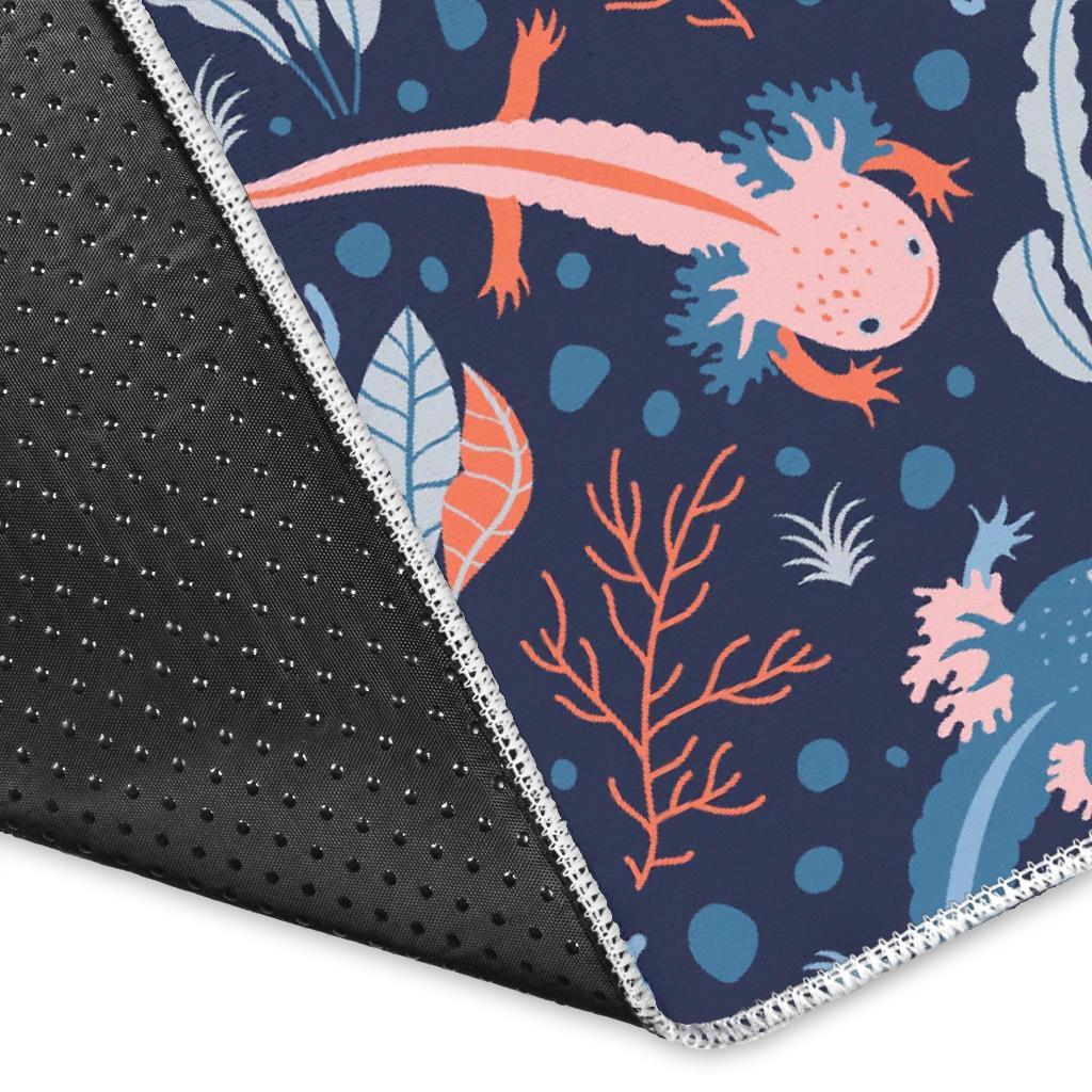 Axolotl Blue Pattern Print Floor Mat-grizzshop