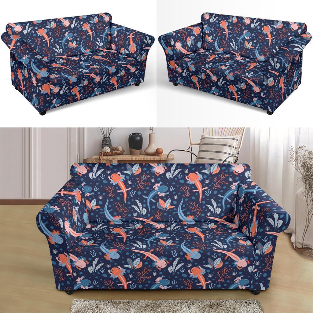 Axolotl Blue Pattern Print Loveseat Cover-grizzshop