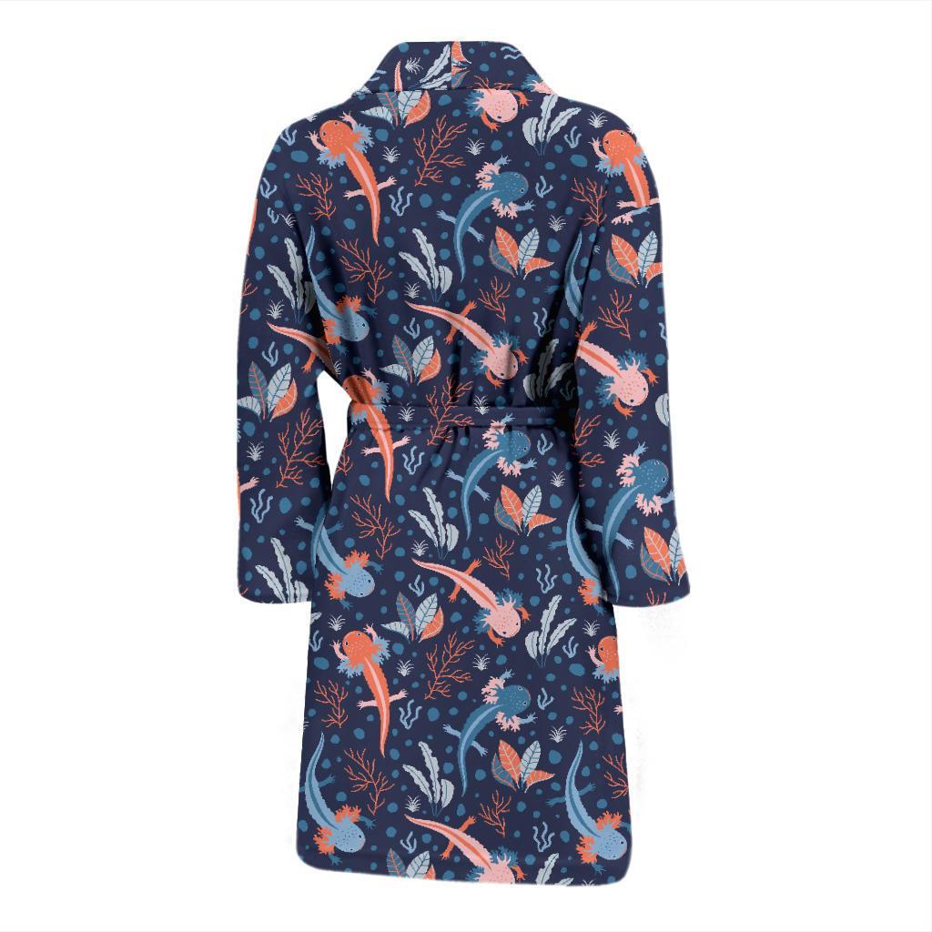 Axolotl Blue Pattern Print Men Long Robe-grizzshop