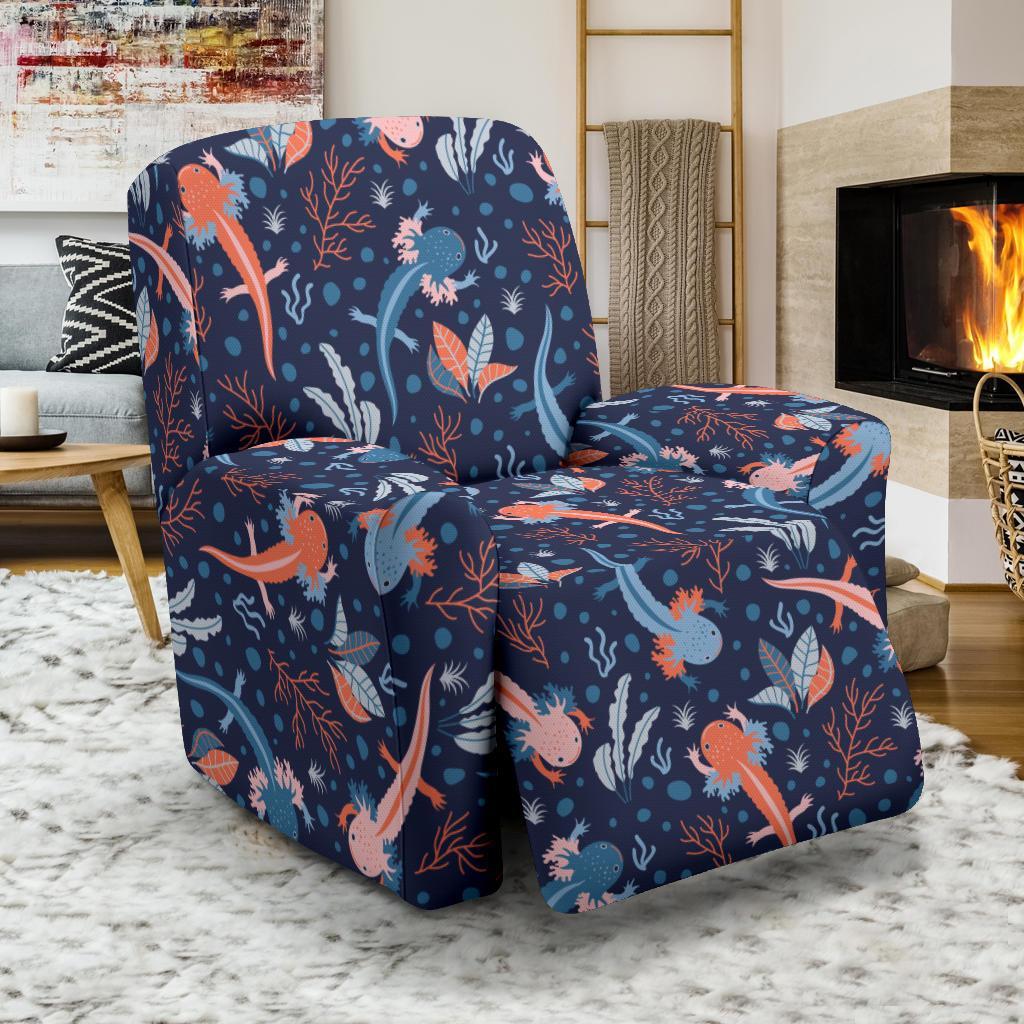 Axolotl Blue Pattern Print Recliner Cover-grizzshop