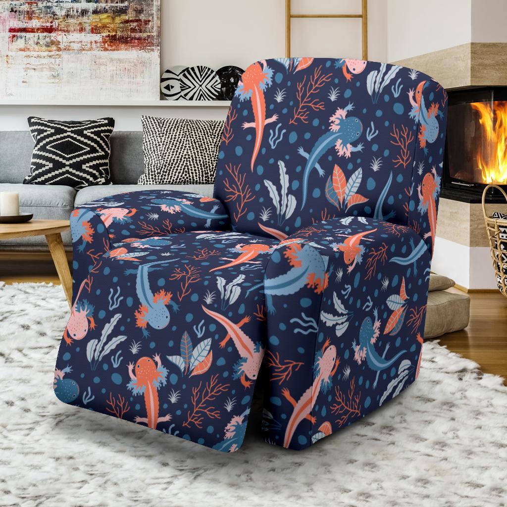 Axolotl Blue Pattern Print Recliner Cover-grizzshop