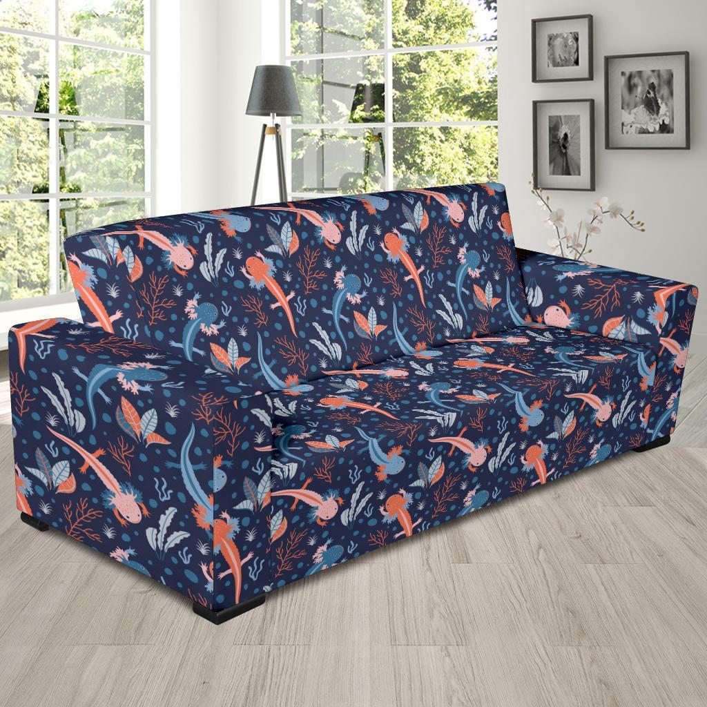 Axolotl Blue Pattern Print Sofa Covers-grizzshop