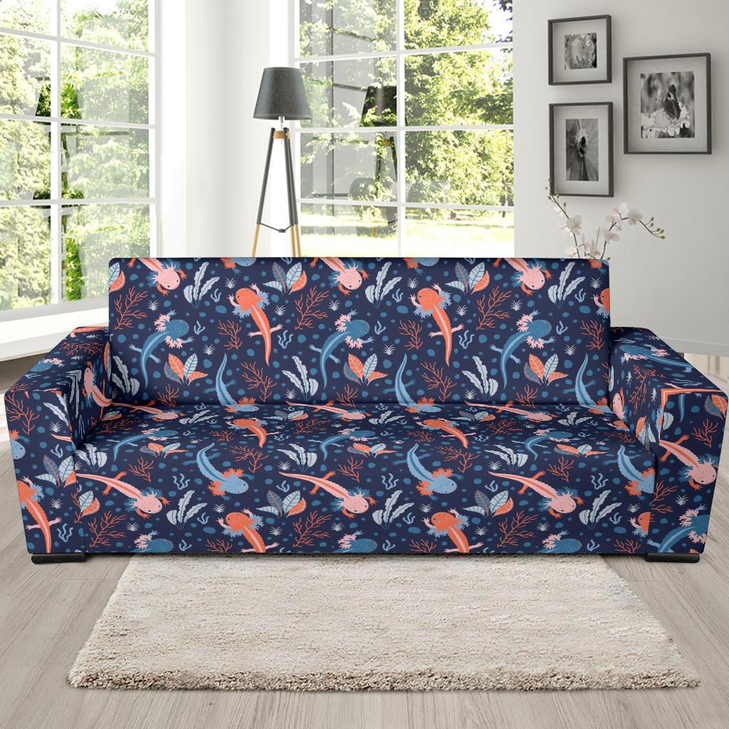 Axolotl Blue Pattern Print Sofa Covers-grizzshop