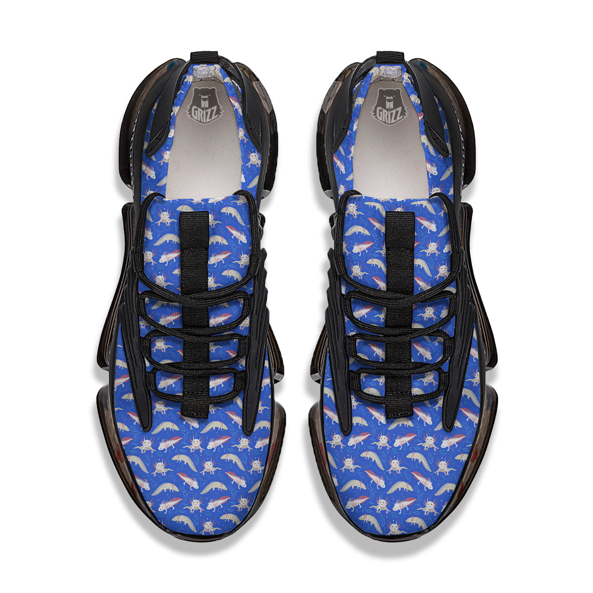 Axolotl Blue Print Pattern Black Gym Shoes-grizzshop