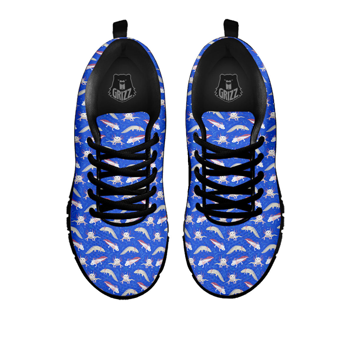 Axolotl Blue Print Pattern Black Sneaker-grizzshop