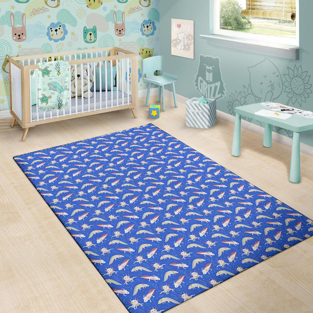 Axolotl Blue Print Pattern Floor Mat-grizzshop