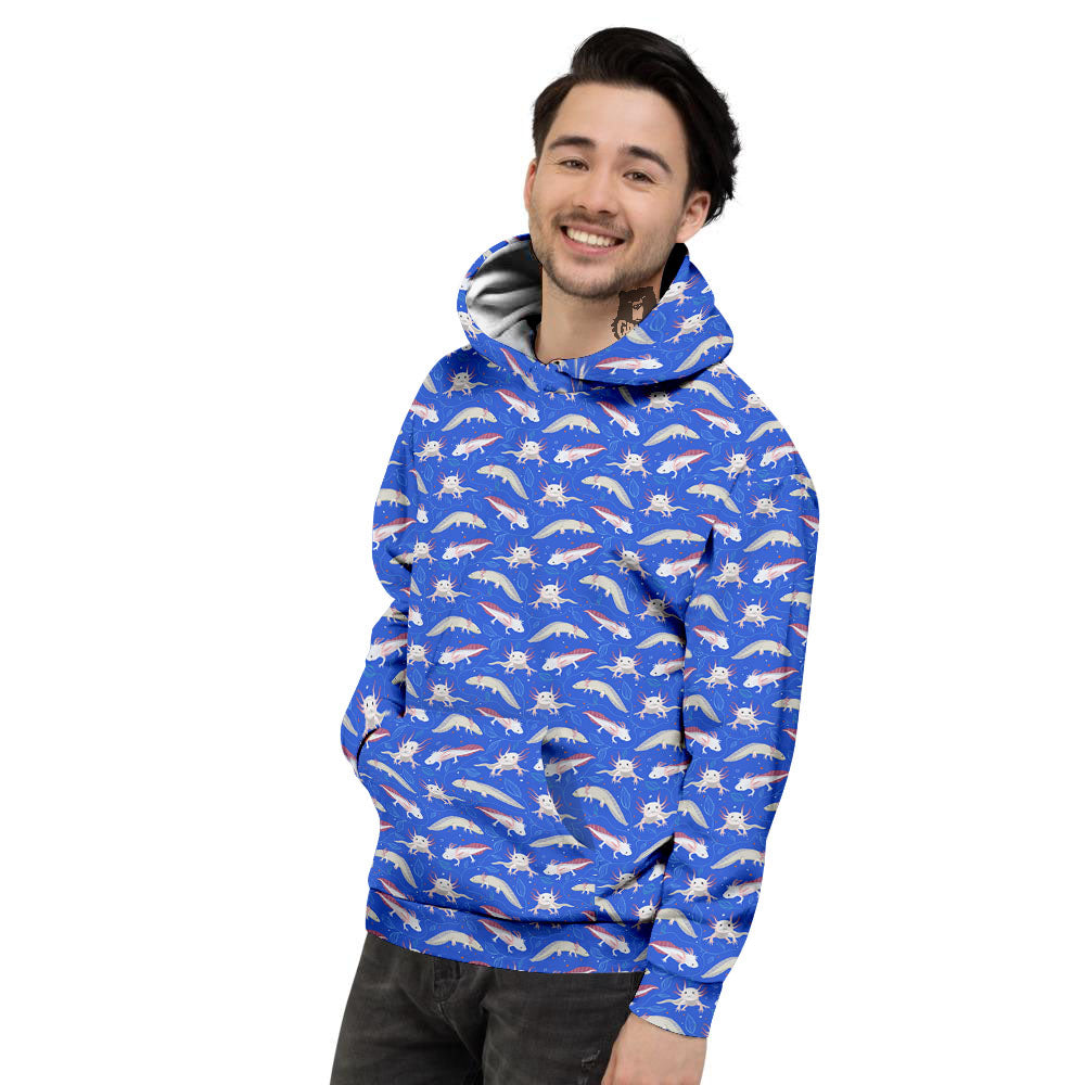 Axolotl Blue Print Pattern Men's Hoodie-grizzshop