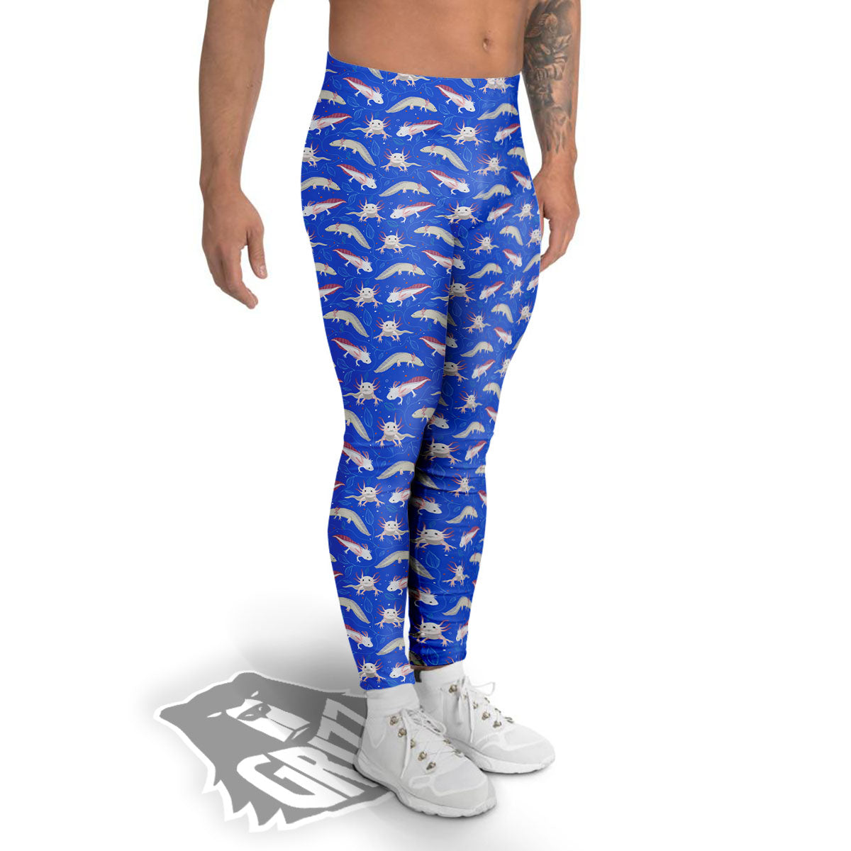 Axolotl Blue Print Pattern Men's Leggings-grizzshop