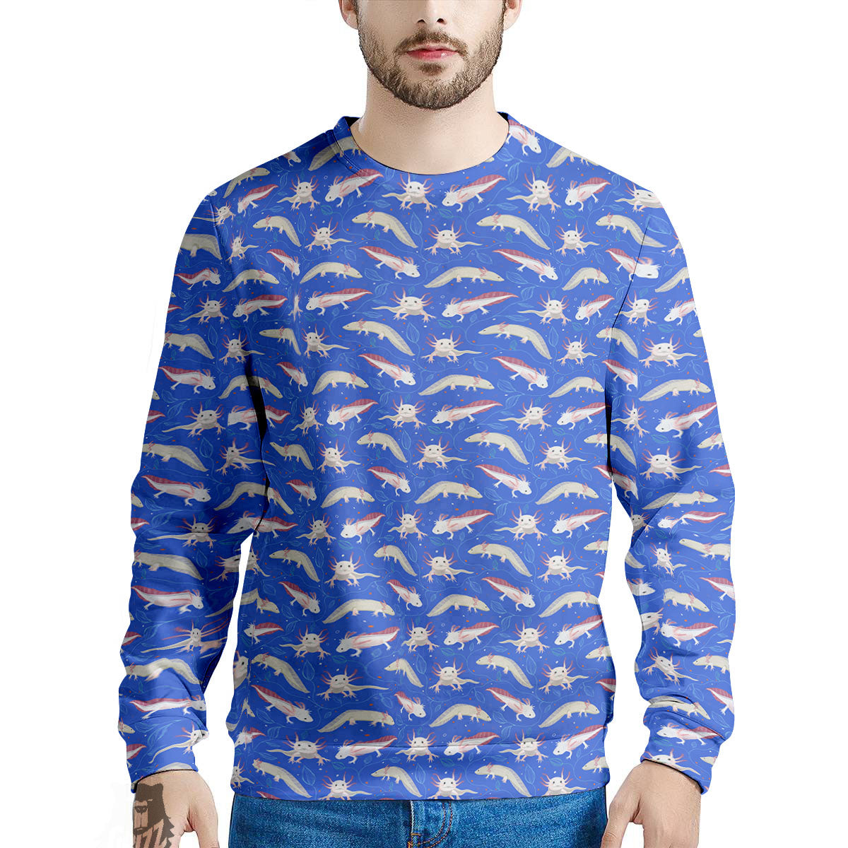 Axolotl Blue Print Pattern Men's Sweatshirt-grizzshop