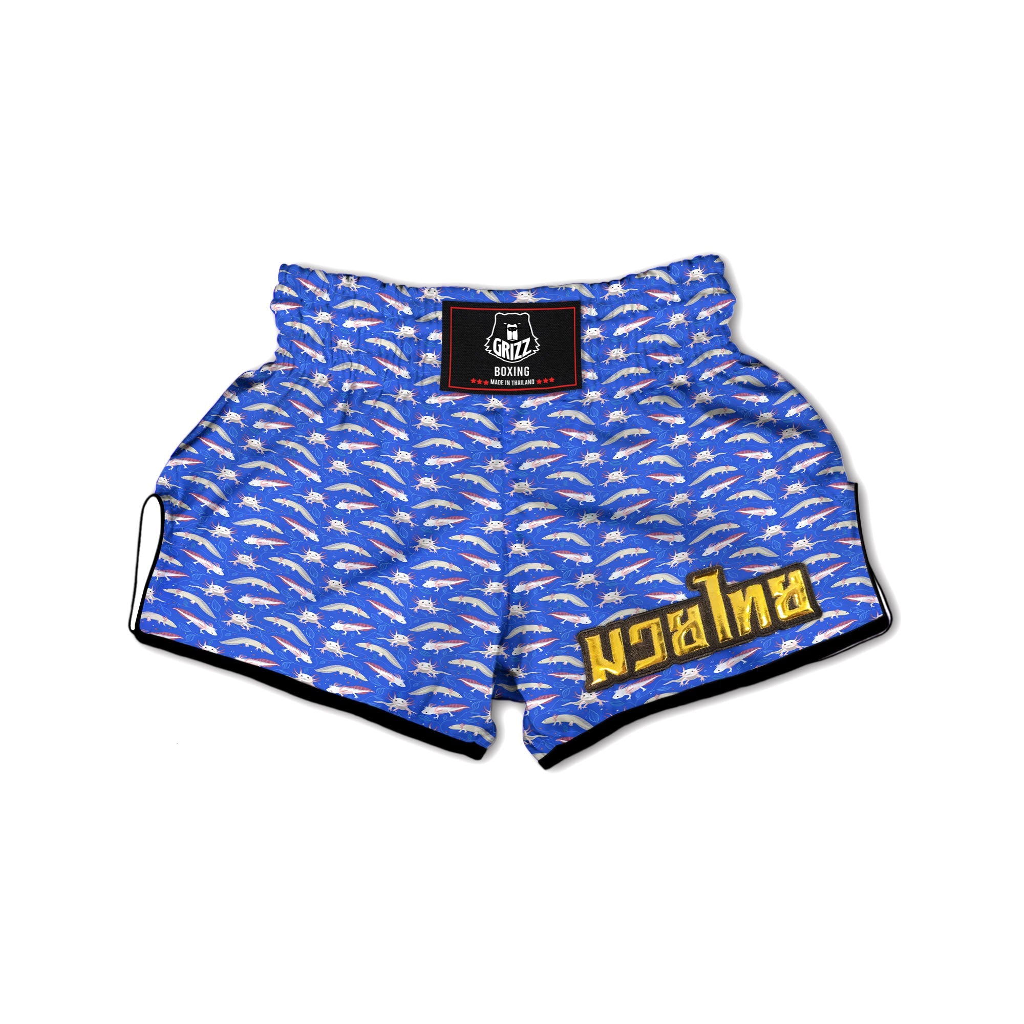 Axolotl Blue Print Pattern Muay Thai Boxing Shorts-grizzshop
