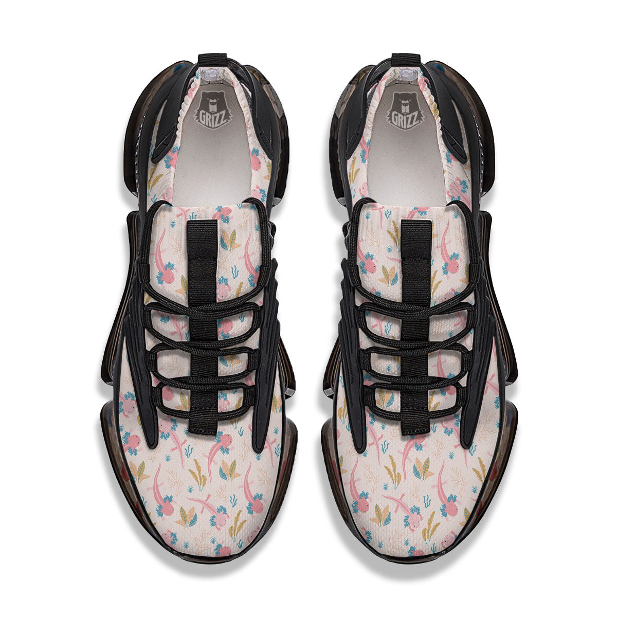 Axolotl Pastel Print Pattern Black Gym Shoes-grizzshop