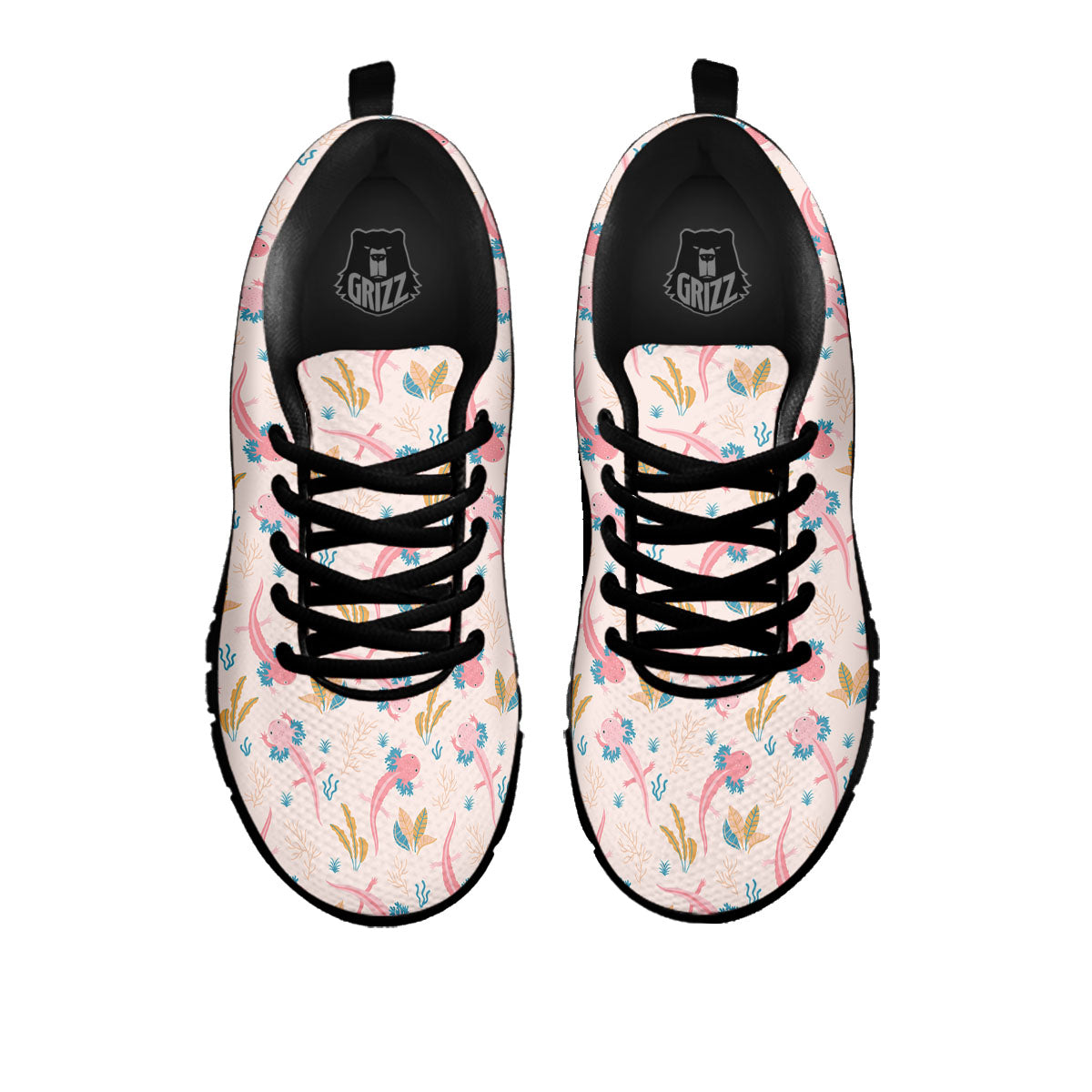 Axolotl Pastel Print Pattern Black Sneaker-grizzshop