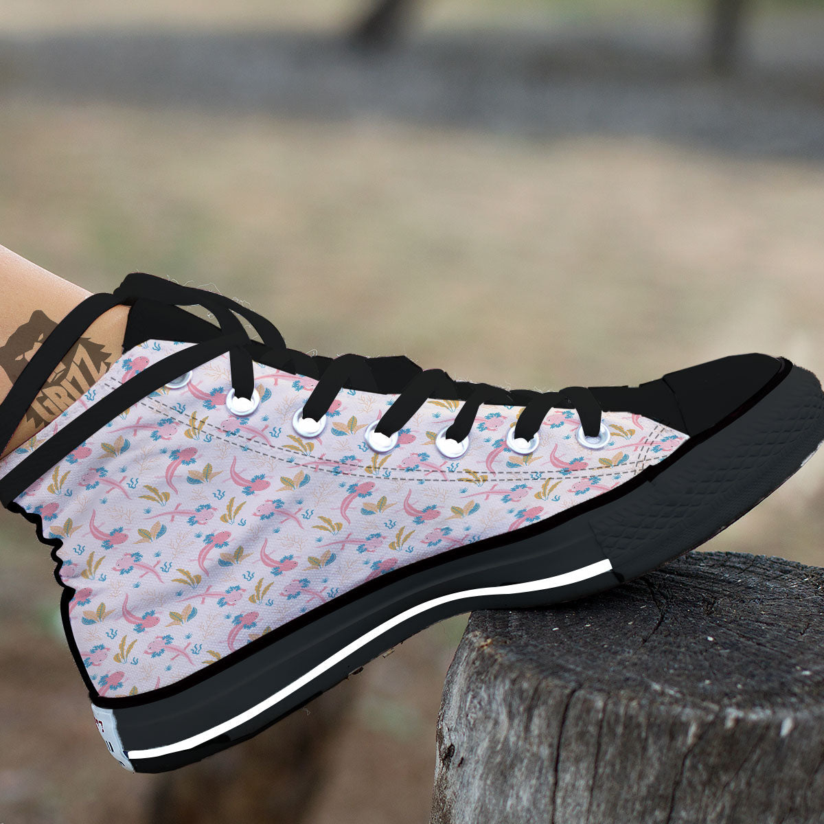 Axolotl Pastel Print Pattern High Top Shoes-grizzshop