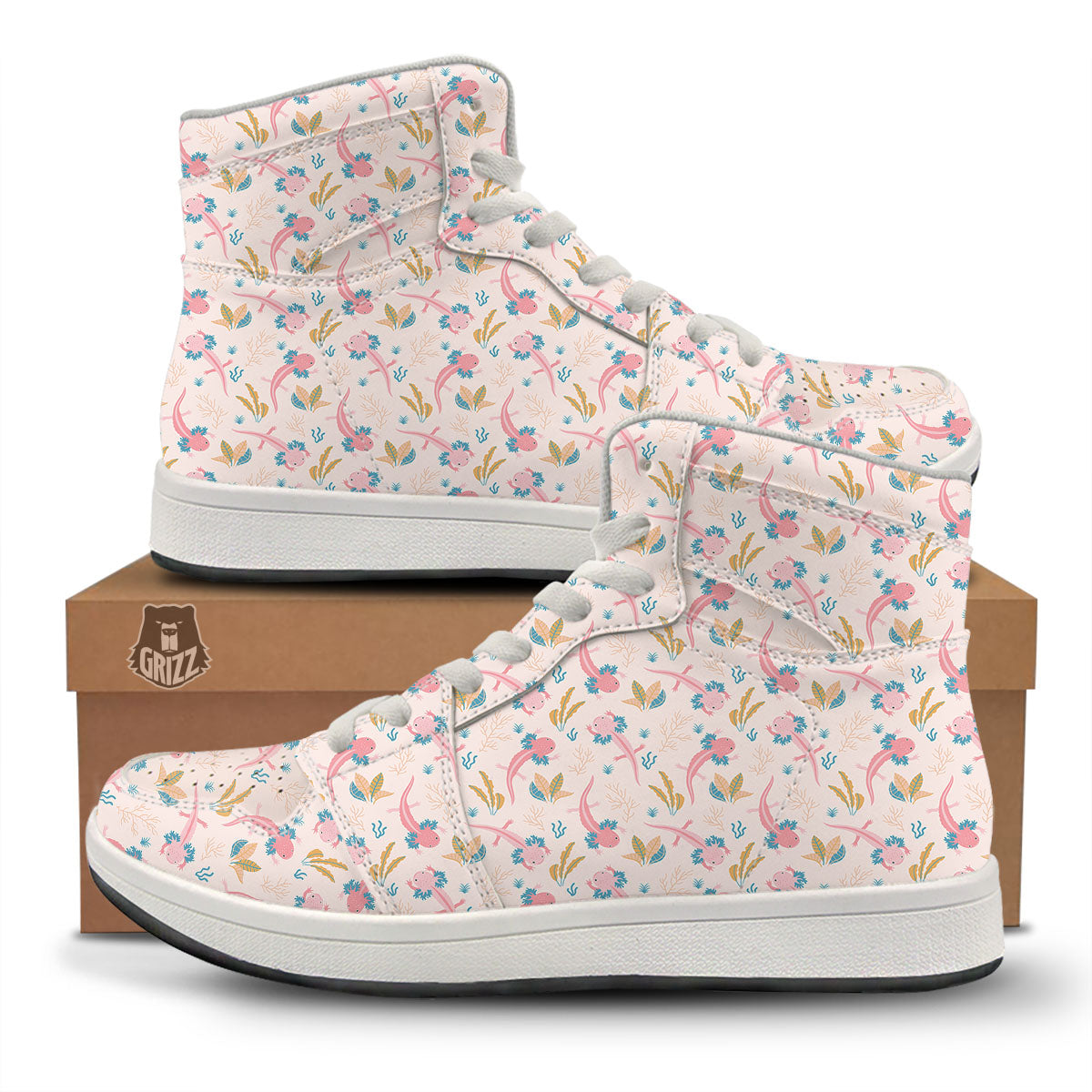 Axolotl Pastel Print Pattern High Top Sneakers-grizzshop