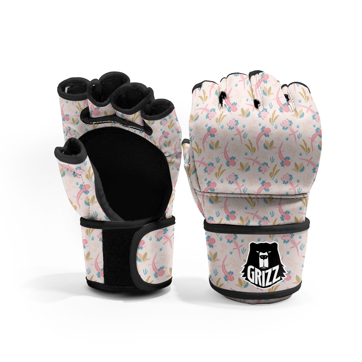 Axolotl Pastel Print Pattern MMA Gloves-grizzshop