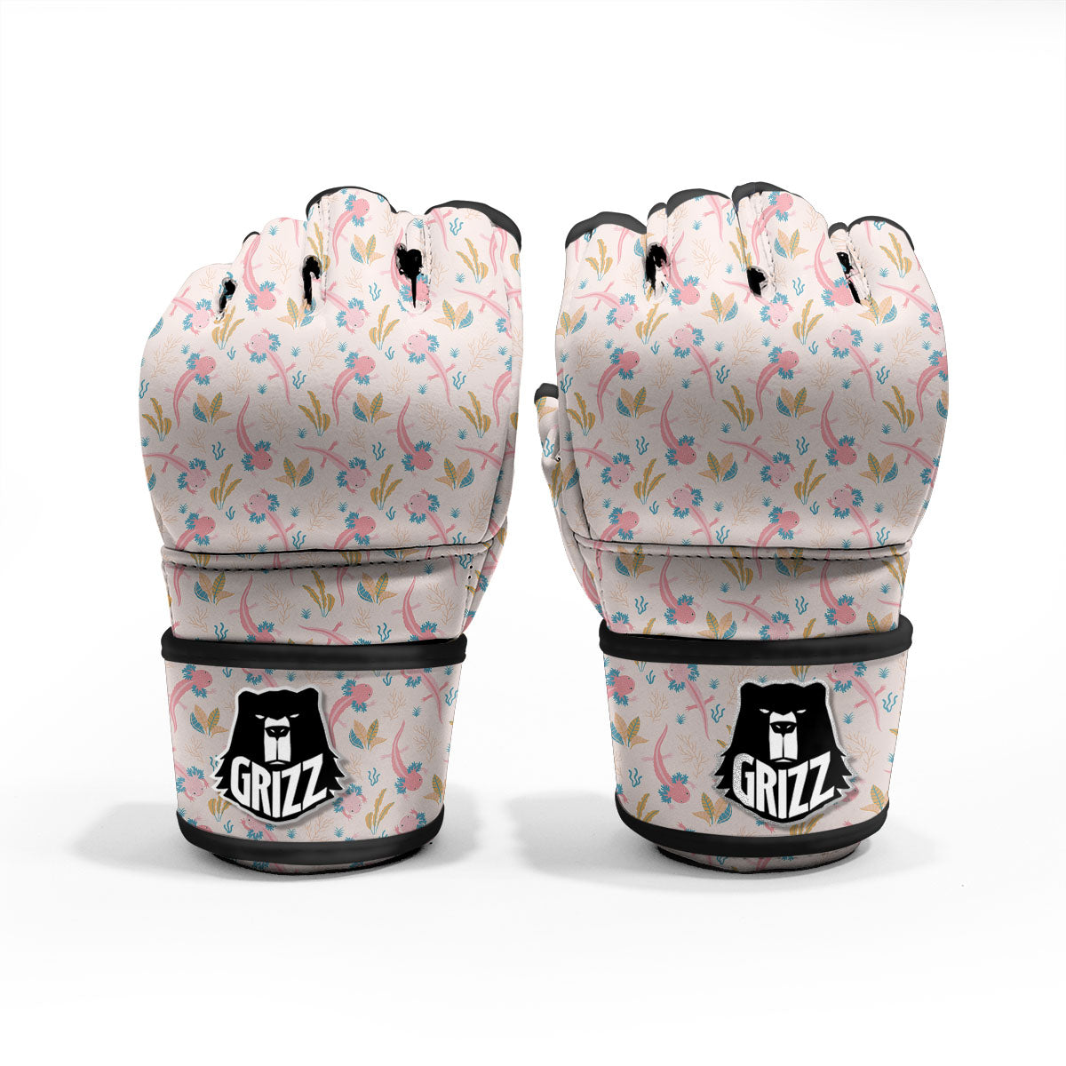Axolotl Pastel Print Pattern MMA Gloves-grizzshop