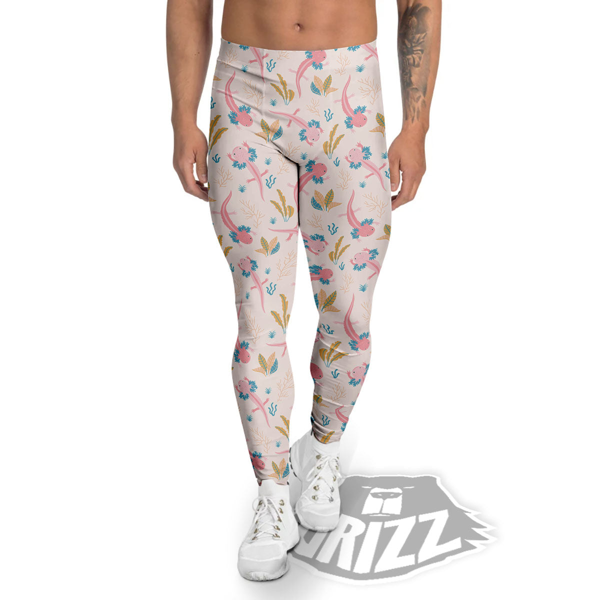 Axolotl Pastel Print Pattern Men's Leggings-grizzshop