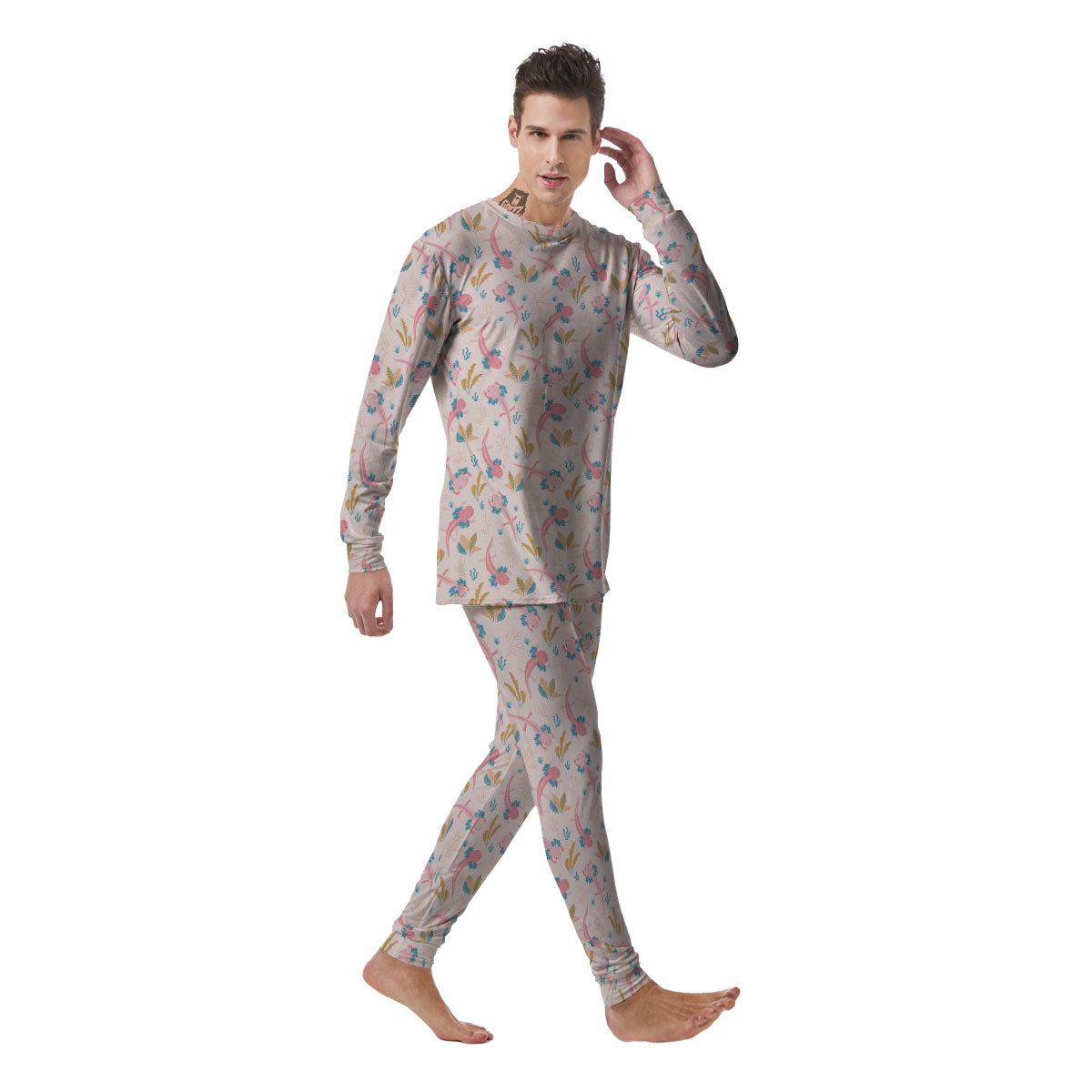 Axolotl Pastel Print Pattern Men's Pajamas-grizzshop