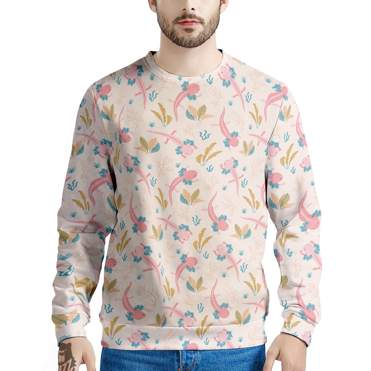 Axolotl Pastel Print Pattern Men's Sweatshirt-grizzshop