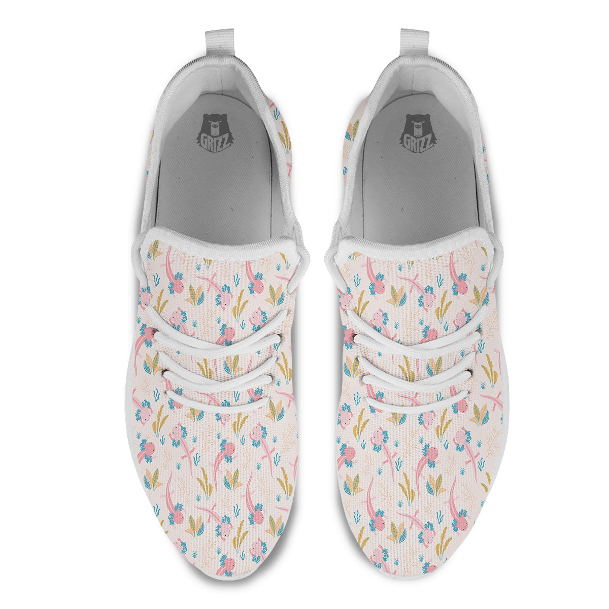 Axolotl Pastel Print Pattern White Athletic Shoes-grizzshop