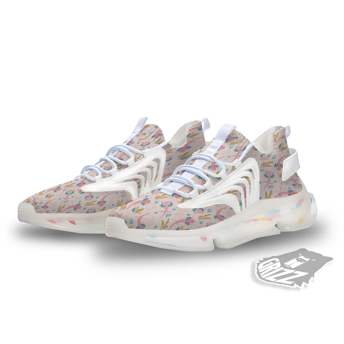 Axolotl Pastel Print Pattern White Gym Shoes-grizzshop