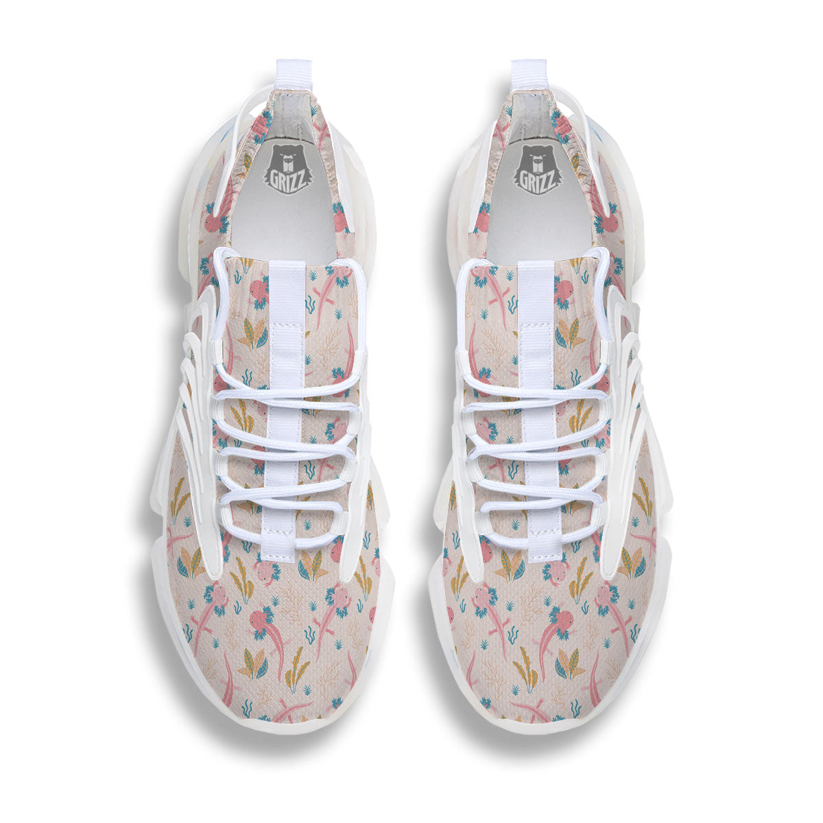 Axolotl Pastel Print Pattern White Gym Shoes-grizzshop