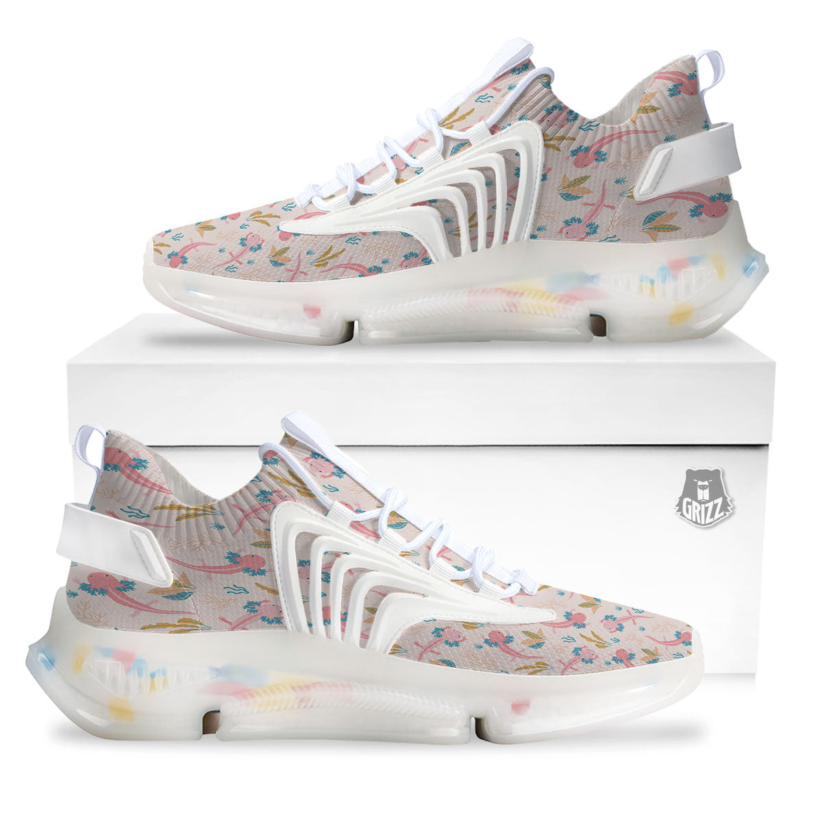 Axolotl Pastel Print Pattern White Gym Shoes-grizzshop