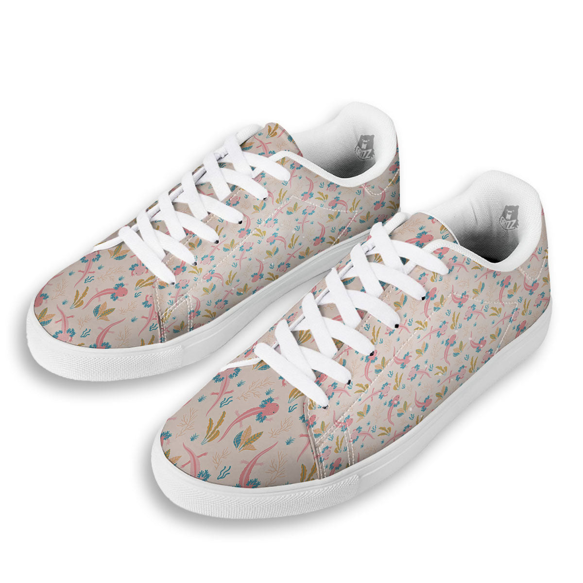 Axolotl Pastel Print Pattern White Low Top Sneakers-grizzshop