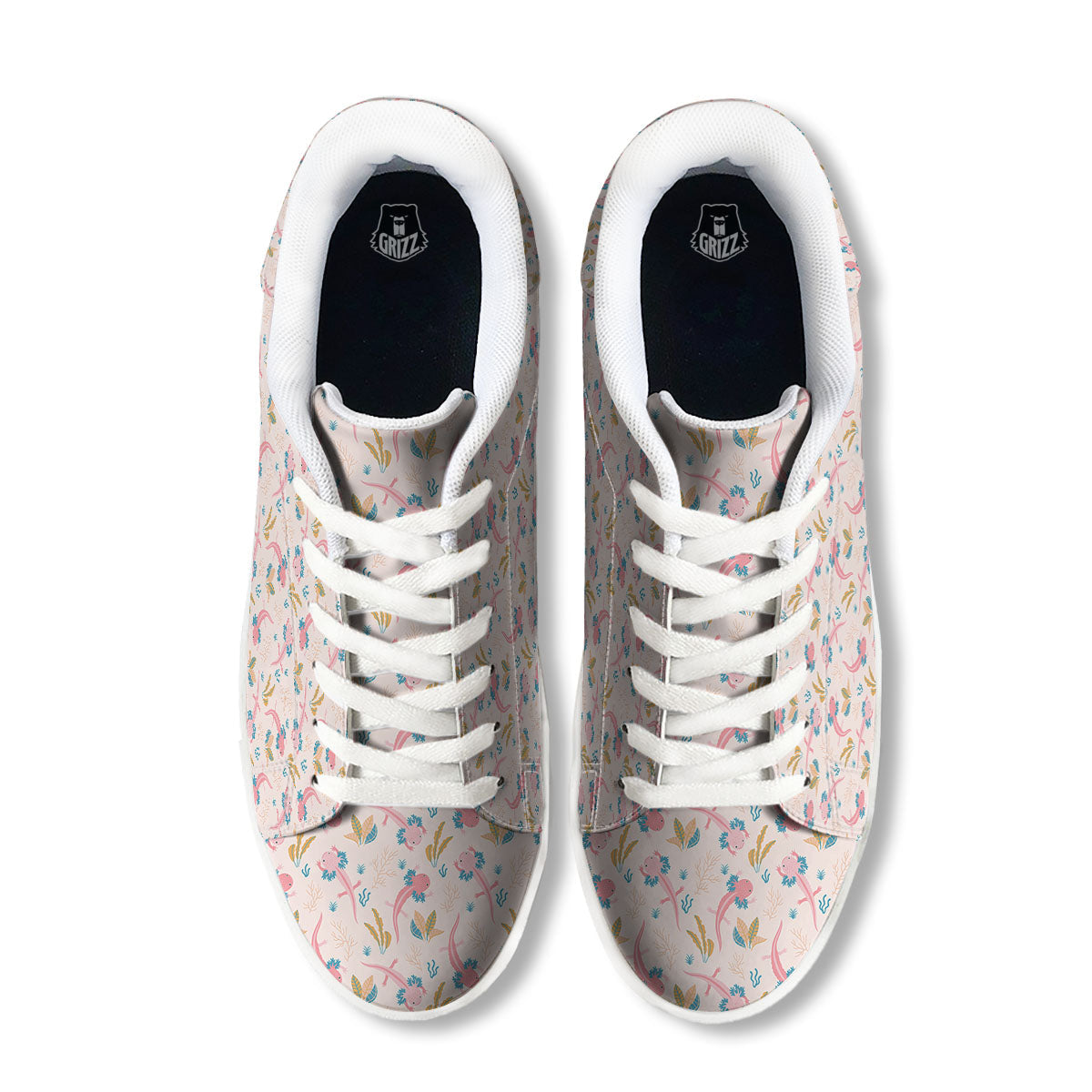 Axolotl Pastel Print Pattern White Low Top Sneakers-grizzshop