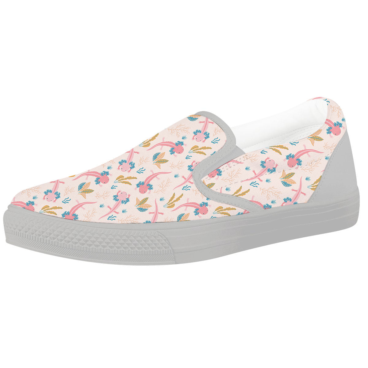 Axolotl Pastel Print Pattern White Slip On Shoes-grizzshop