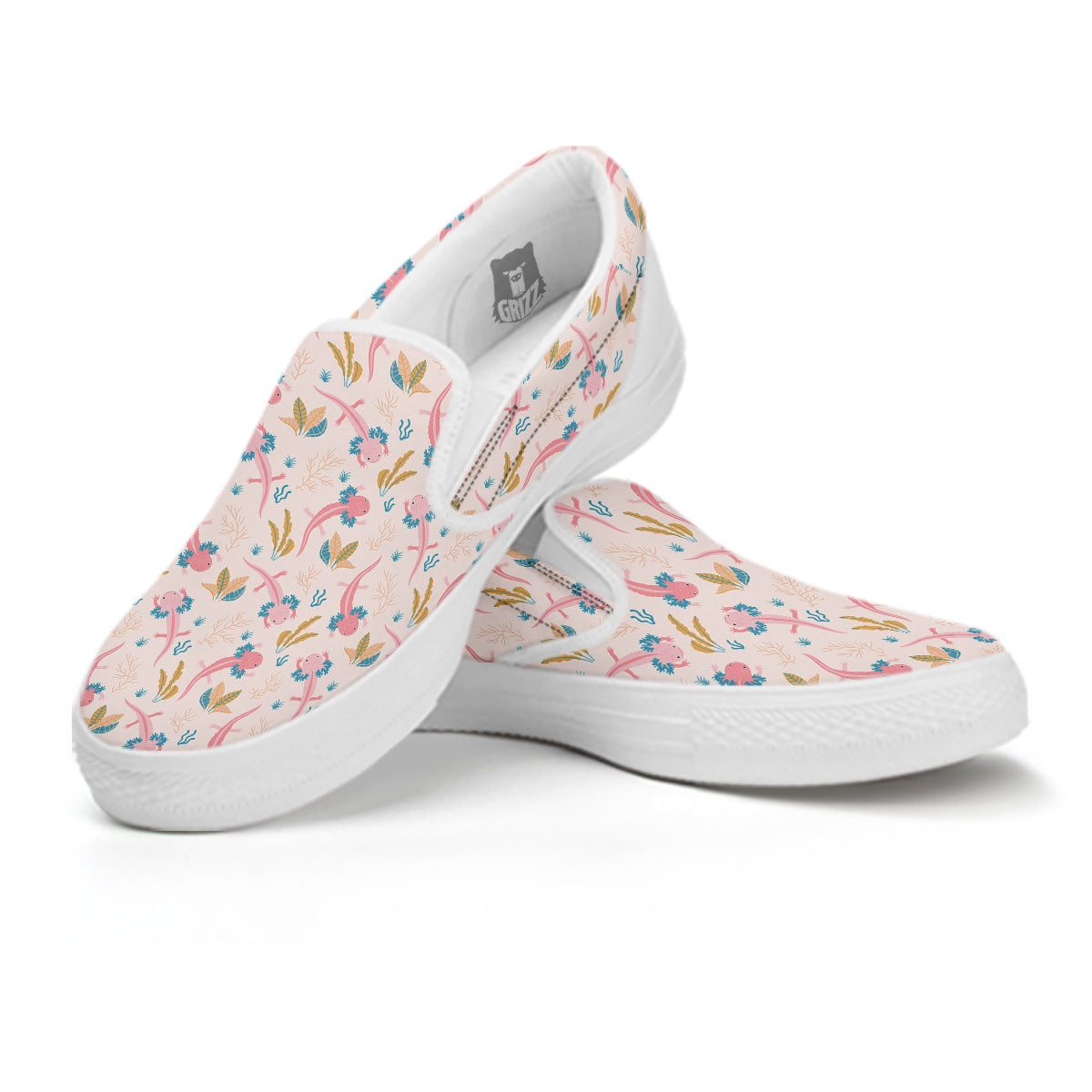 Axolotl Pastel Print Pattern White Slip On Shoes-grizzshop