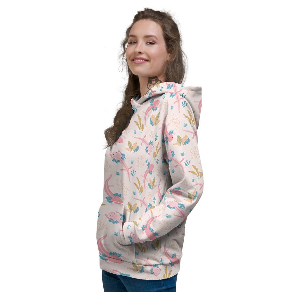 Axolotl Pastel Print Pattern Women's Hoodie-grizzshop