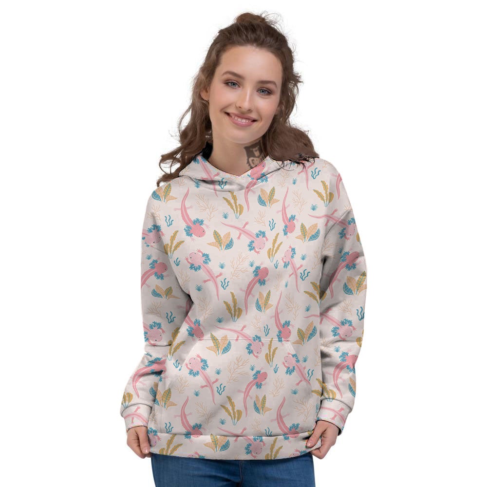 Axolotl Pastel Print Pattern Women's Hoodie-grizzshop