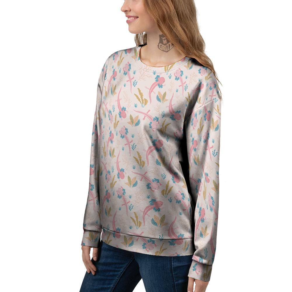 Axolotl Pastel Print Pattern Women's Sweatshirt-grizzshop