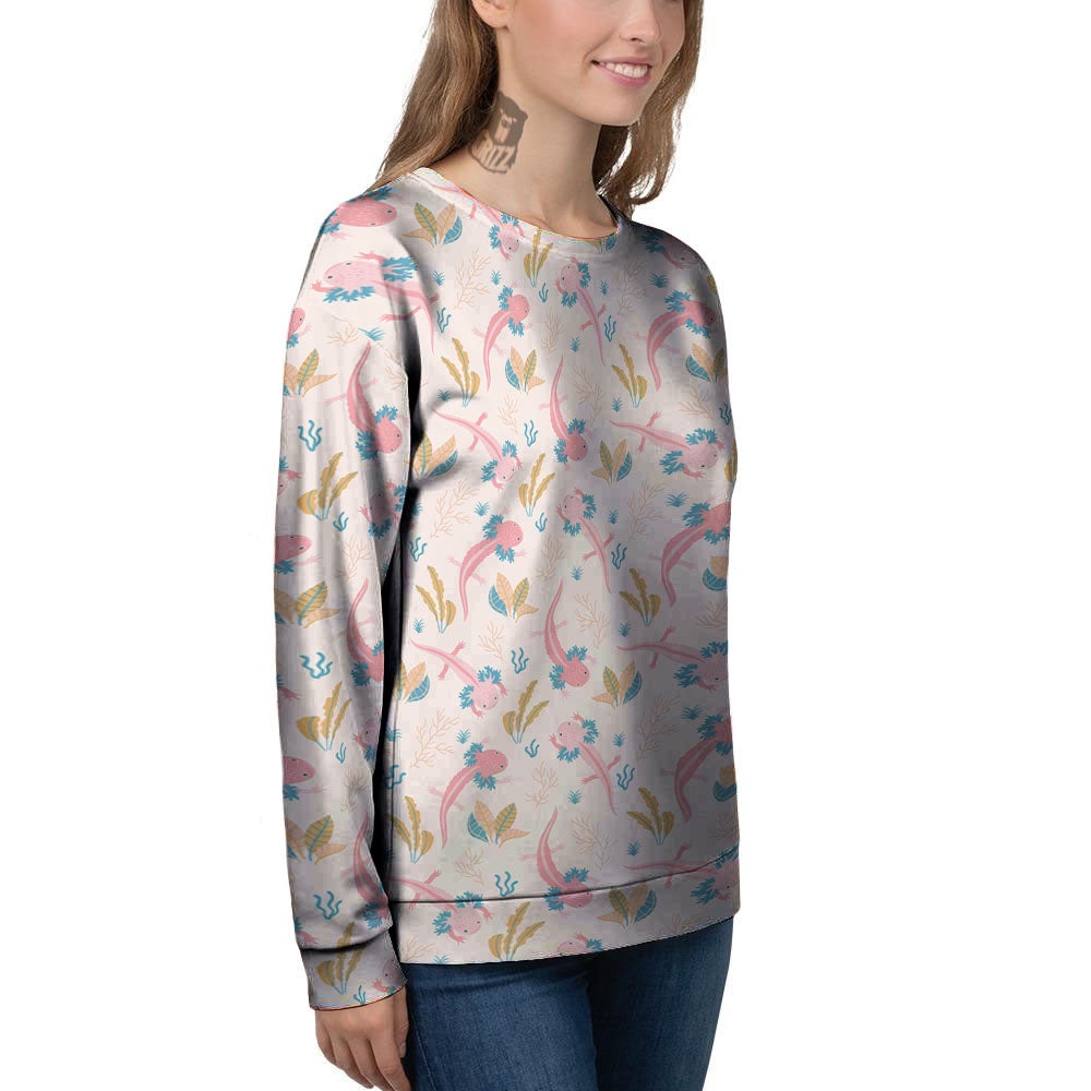 Axolotl Pastel Print Pattern Women's Sweatshirt-grizzshop