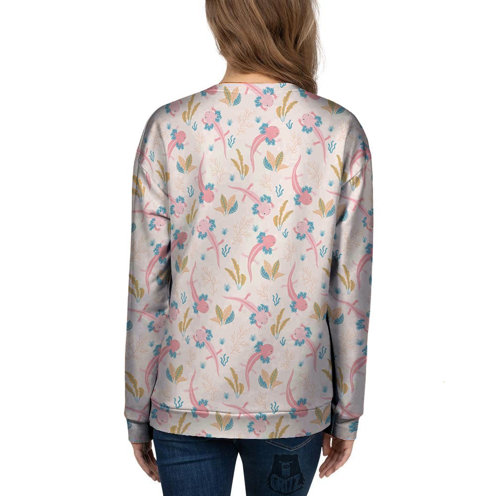 Axolotl Pastel Print Pattern Women's Sweatshirt-grizzshop