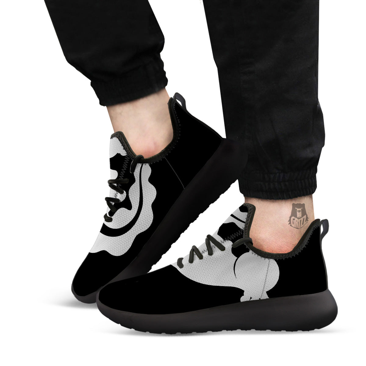 Axolotl White And Black Print Black Athletic Shoes-grizzshop