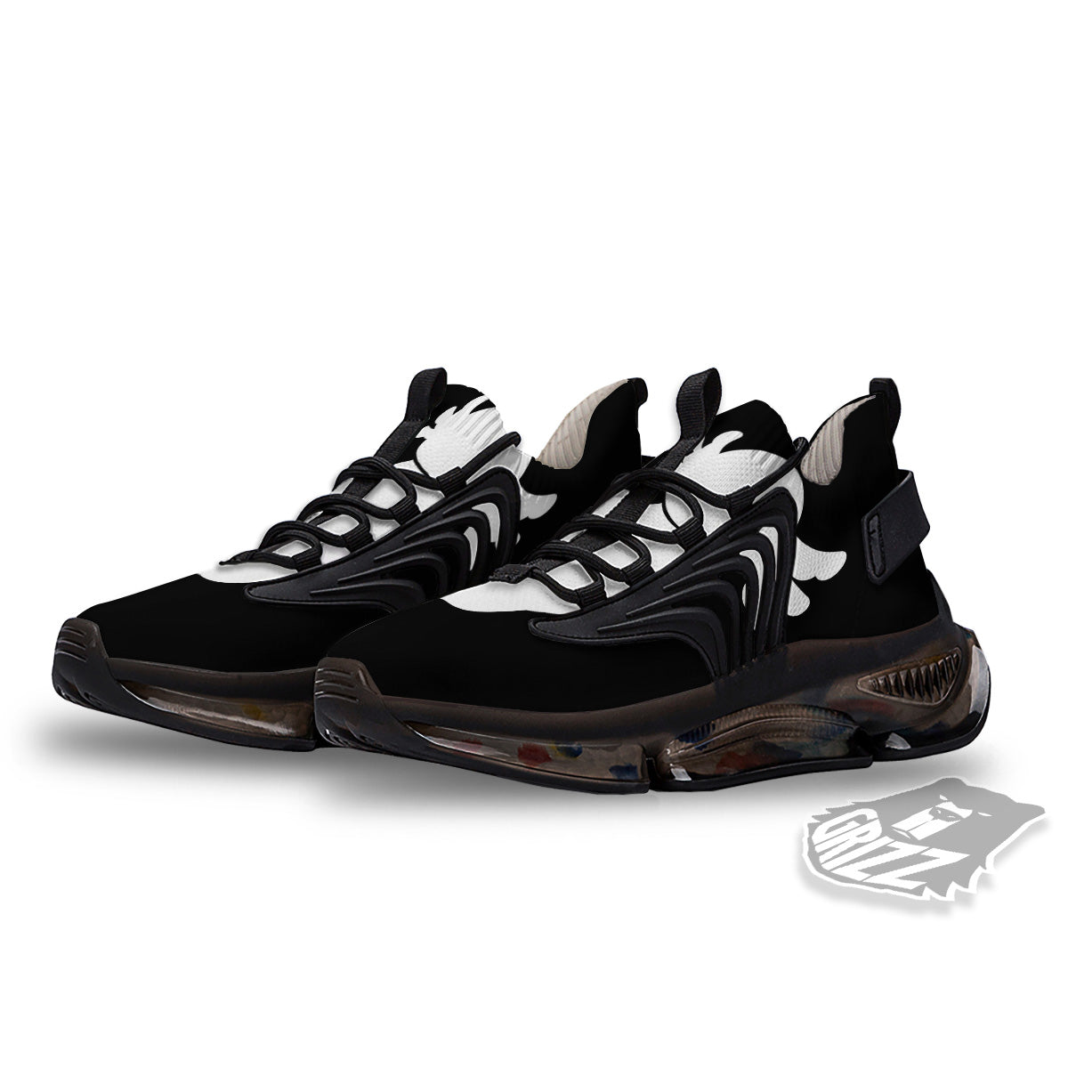 Axolotl White And Black Print Black Gym Shoes-grizzshop