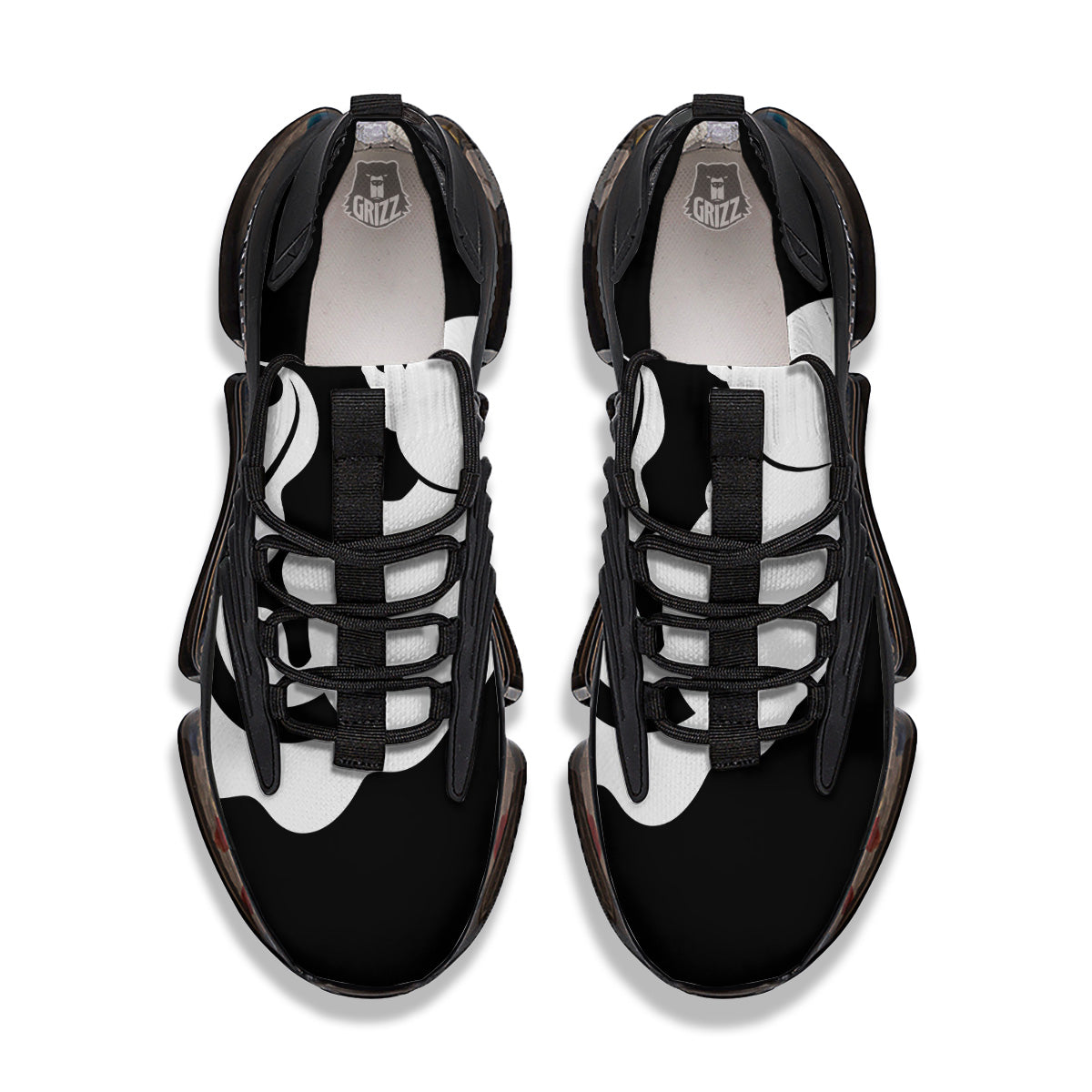 Axolotl White And Black Print Black Gym Shoes-grizzshop