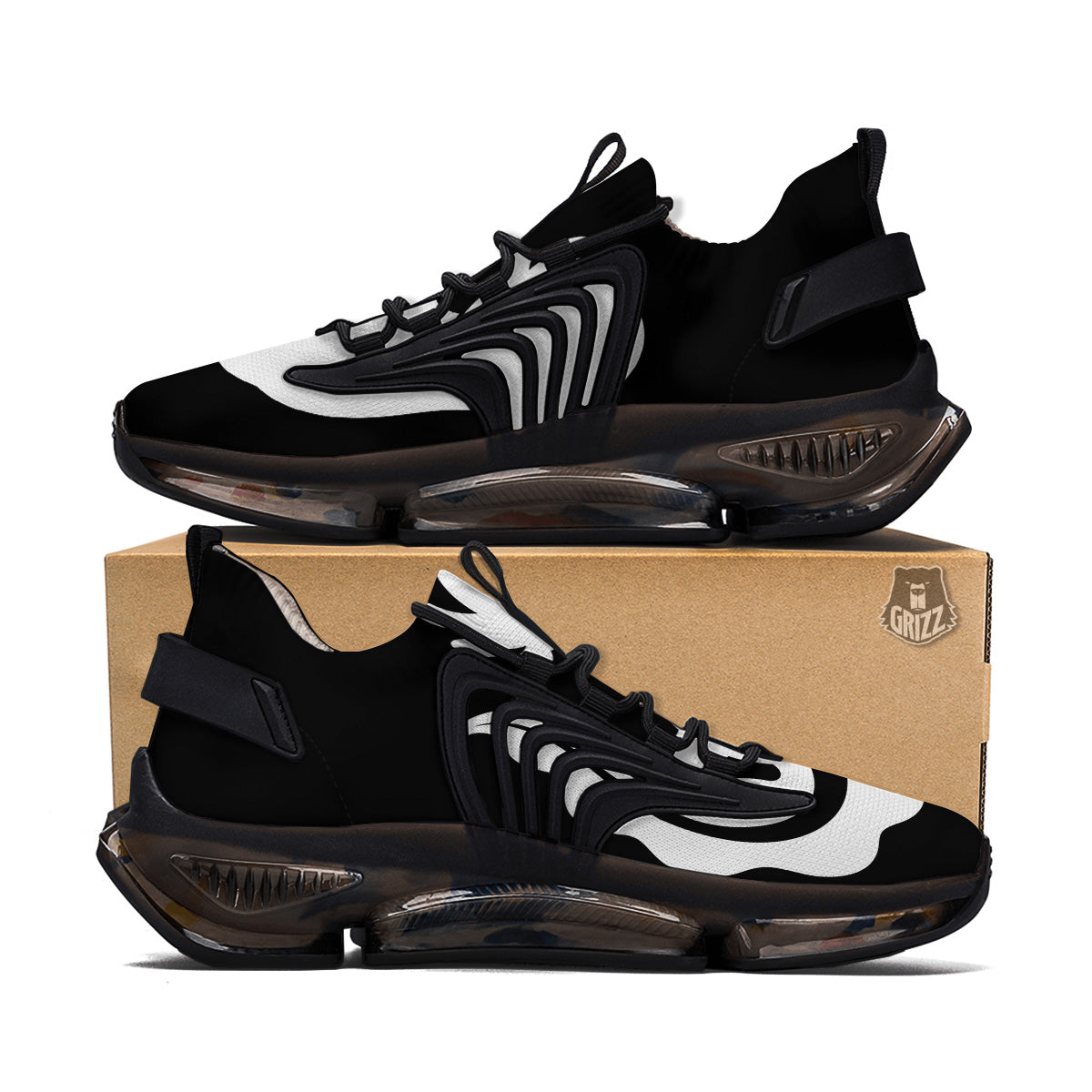 Axolotl White And Black Print Black Gym Shoes-grizzshop