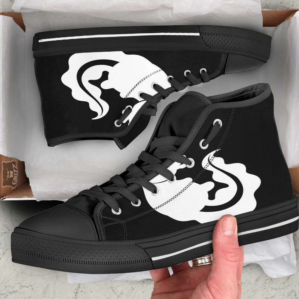 Axolotl White And Black Print Black High Top Shoes-grizzshop