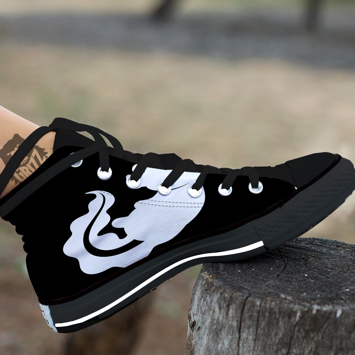 Axolotl White And Black Print Black High Top Shoes-grizzshop
