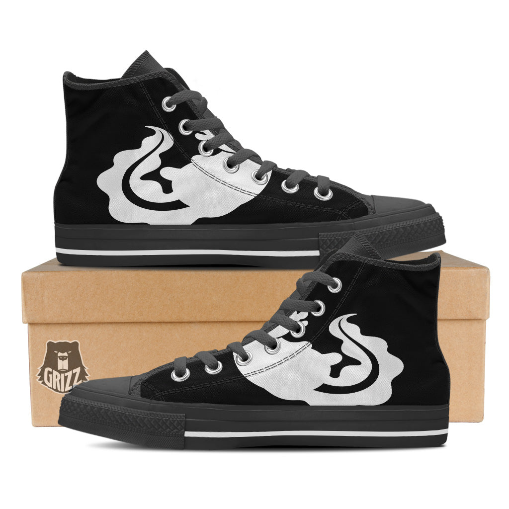 Axolotl White And Black Print Black High Top Shoes-grizzshop