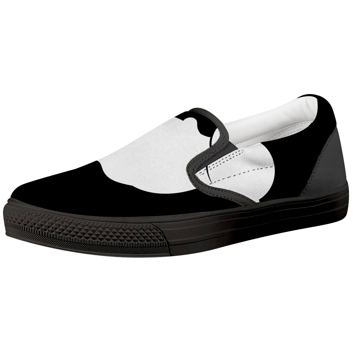 Axolotl White And Black Print Black Slip On Shoes-grizzshop