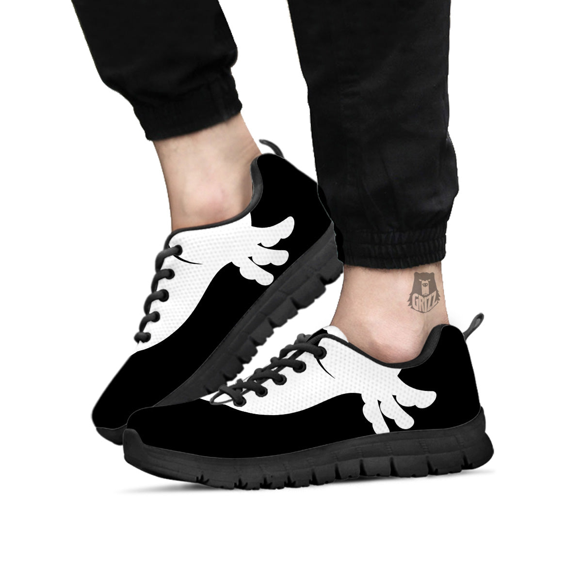 Axolotl White And Black Print Black Sneaker-grizzshop